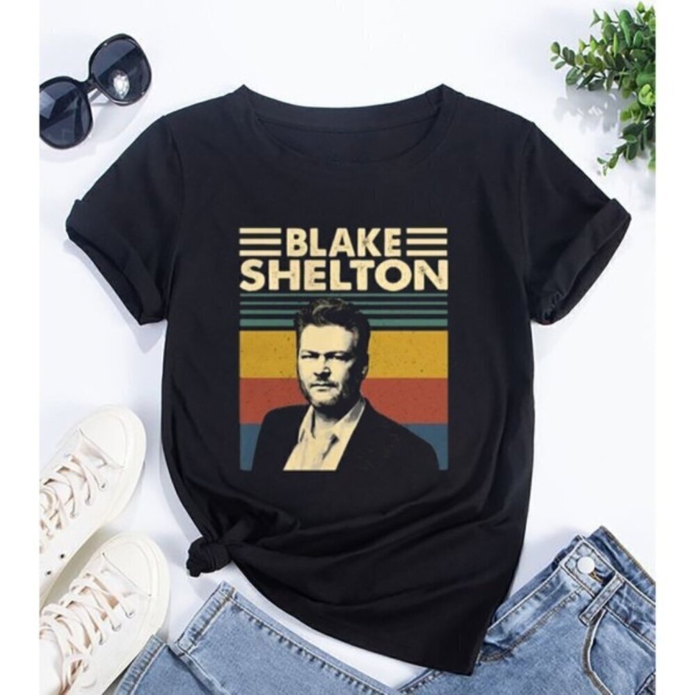 Blake Shelton T-Shirt 90s Vintage Country Music Tour 2024 Fan Graphic Tee .